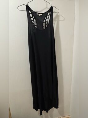 Volcom Black Maxi Summer Dress with Lattice Racerback